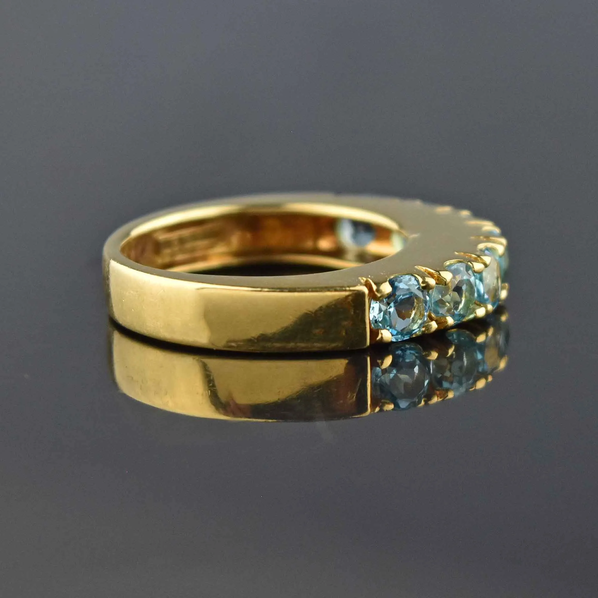 Blue Topaz 18K Gold Dome Half Hoop Ring, Italian Il Geoiello