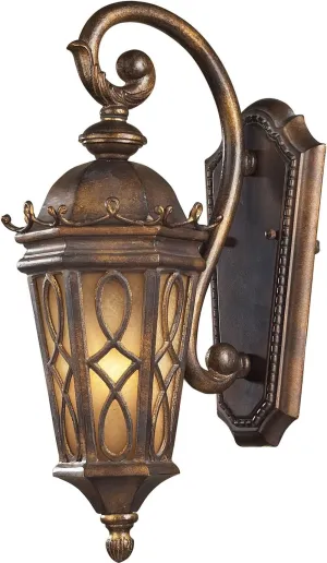 Burlington Junction 1 Light Outdoor Sconce In Hazlenut Bronze and Amber Scavo Glass