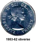 Canada Nickel 1955 5 cents  (Elizabeth II) 4.54gr .999