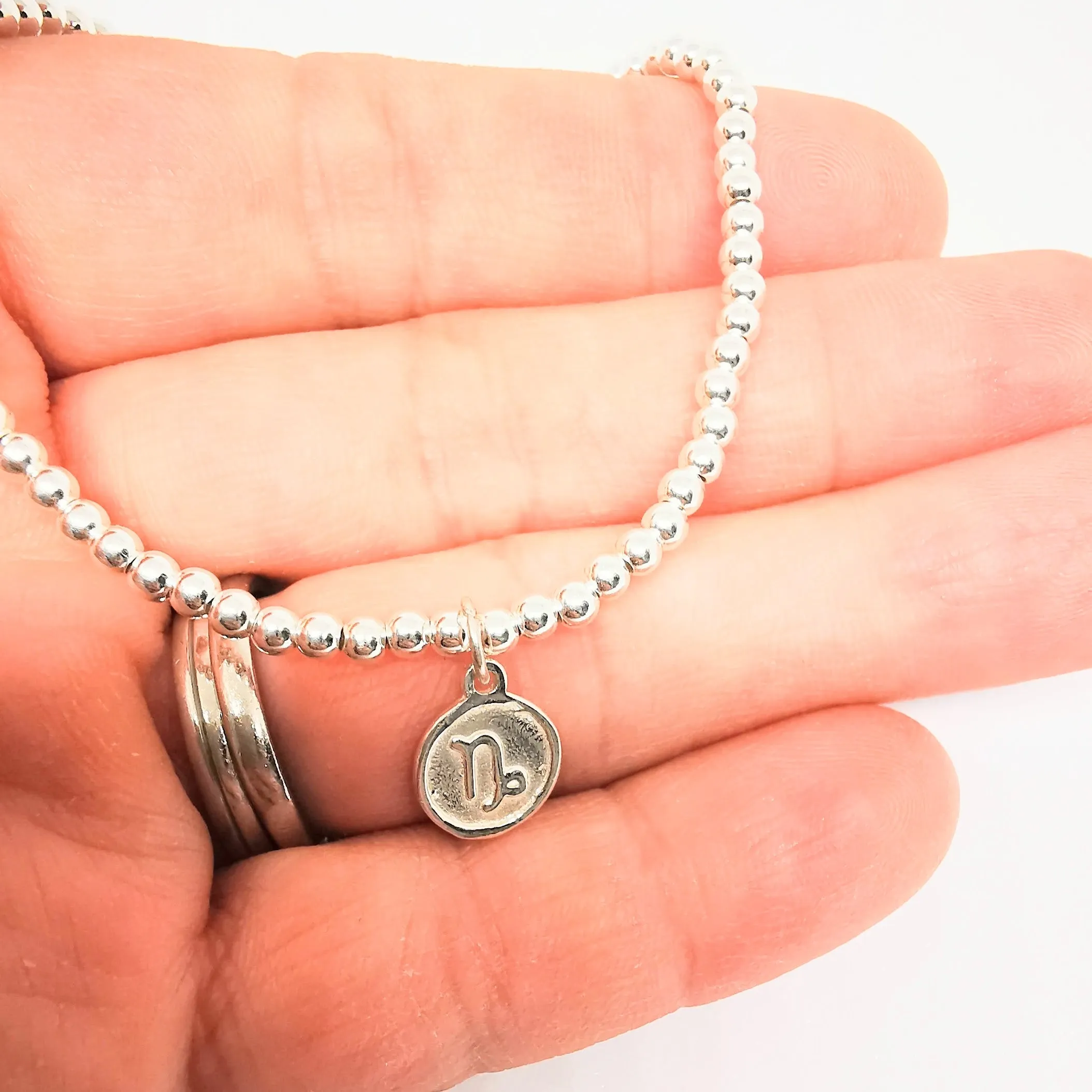 CAPRICORN Zodiac Beaded Bracelet in Sterling Silver