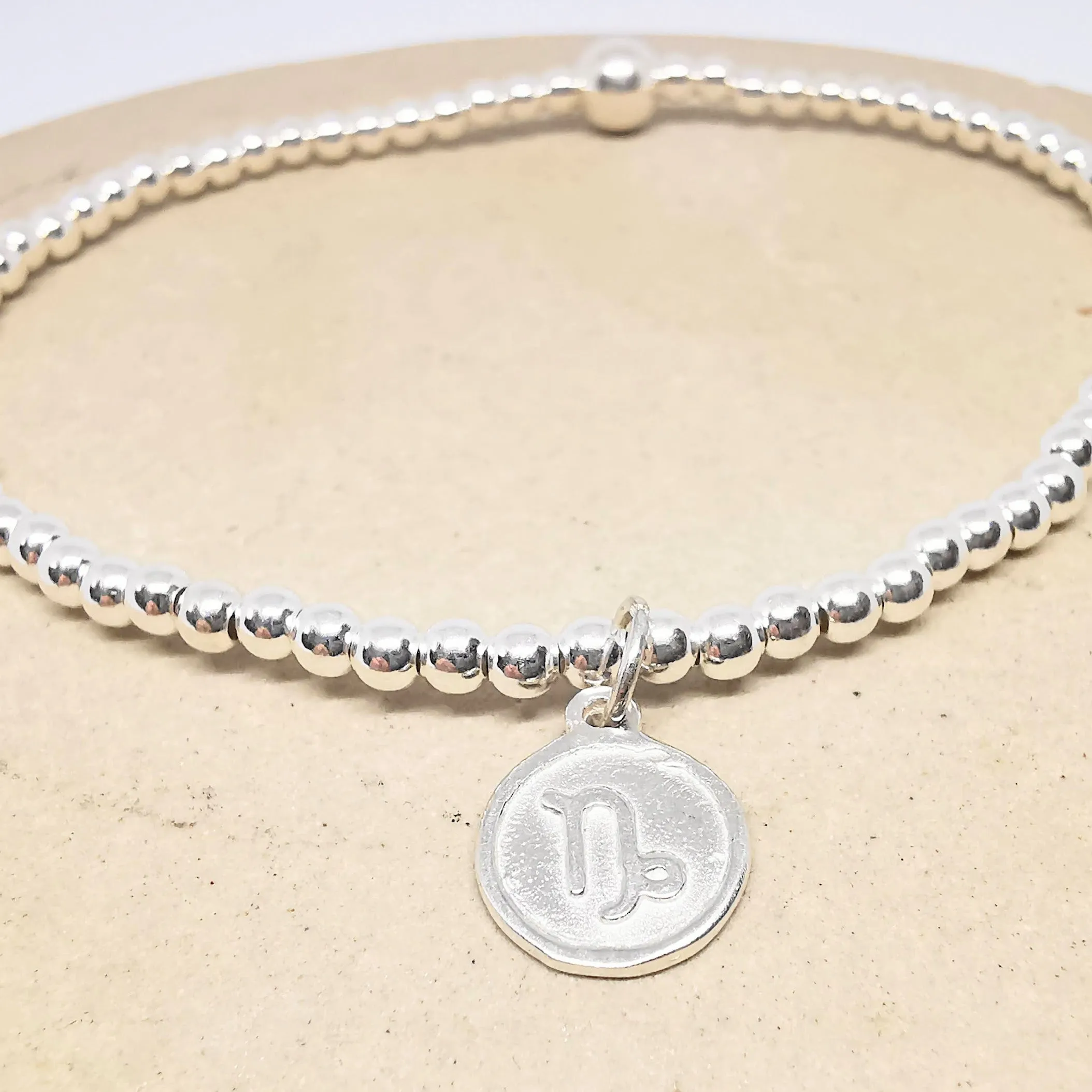 CAPRICORN Zodiac Beaded Bracelet in Sterling Silver