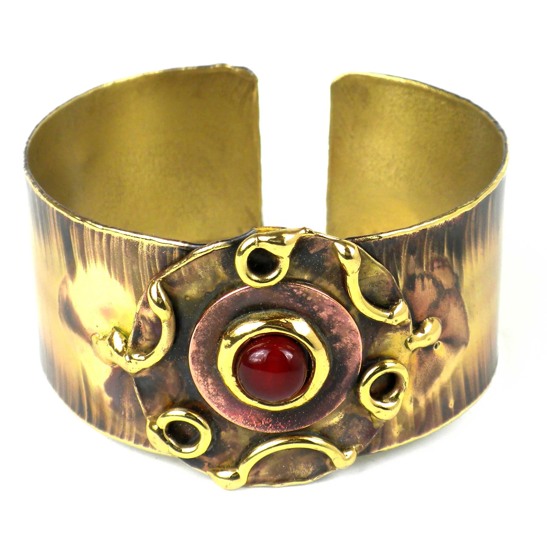 Carnelian Medallion Copper and Brass Cuff Brass Images