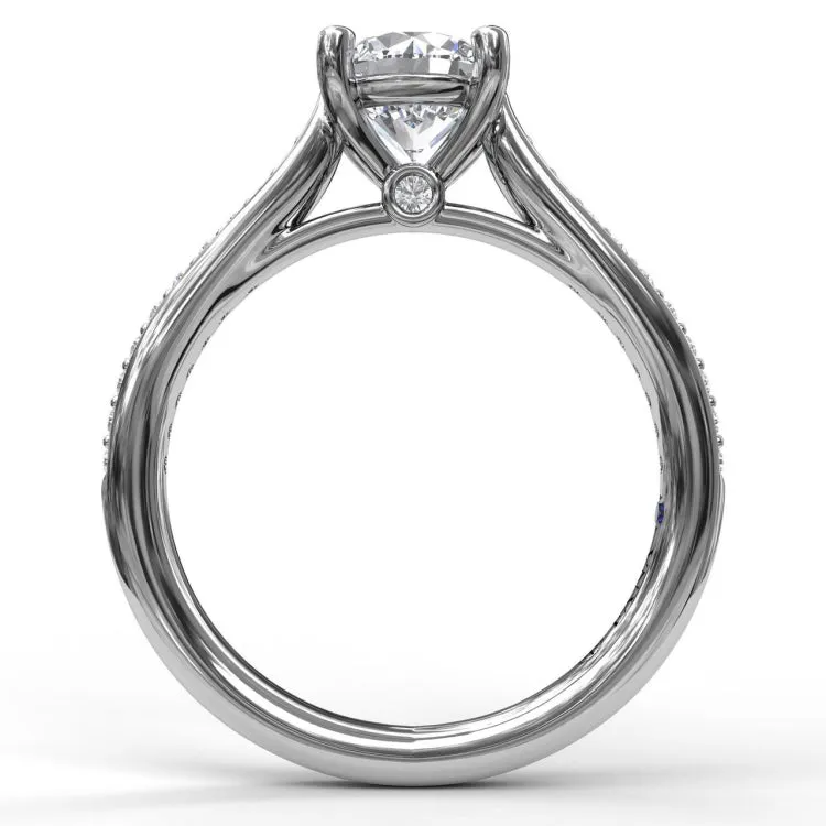 Cathedral Single Row Pave Engagement Ring