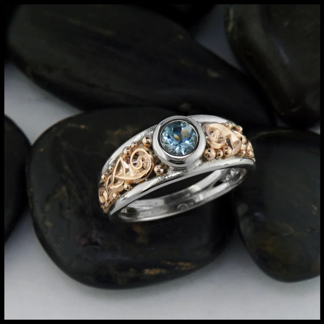 Celtic Knot Frame Ring with Aquamarine