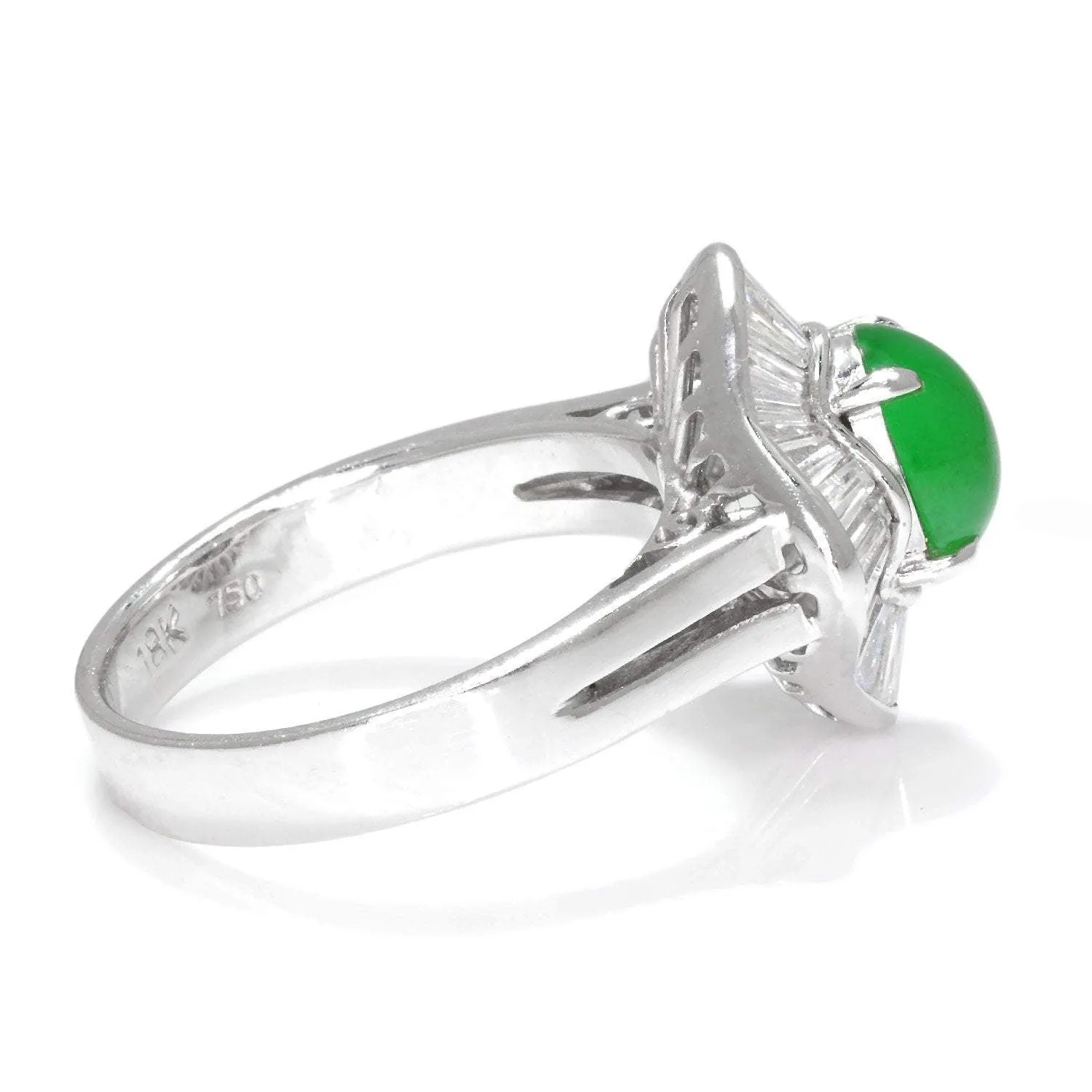 Certified Jade Ballerina Ring with Diamonds 18K White Gold