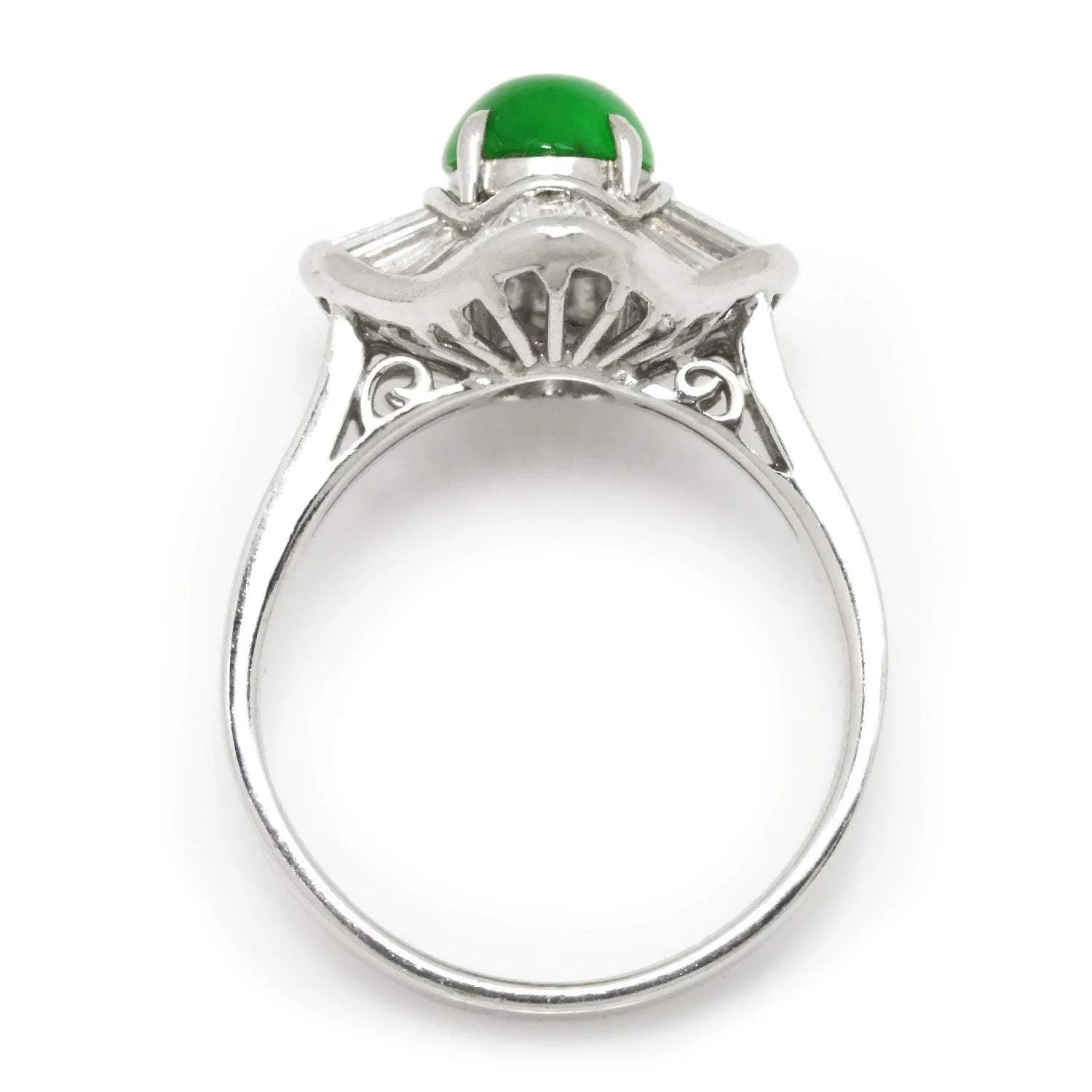 Certified Jade Ballerina Ring with Diamonds 18K White Gold