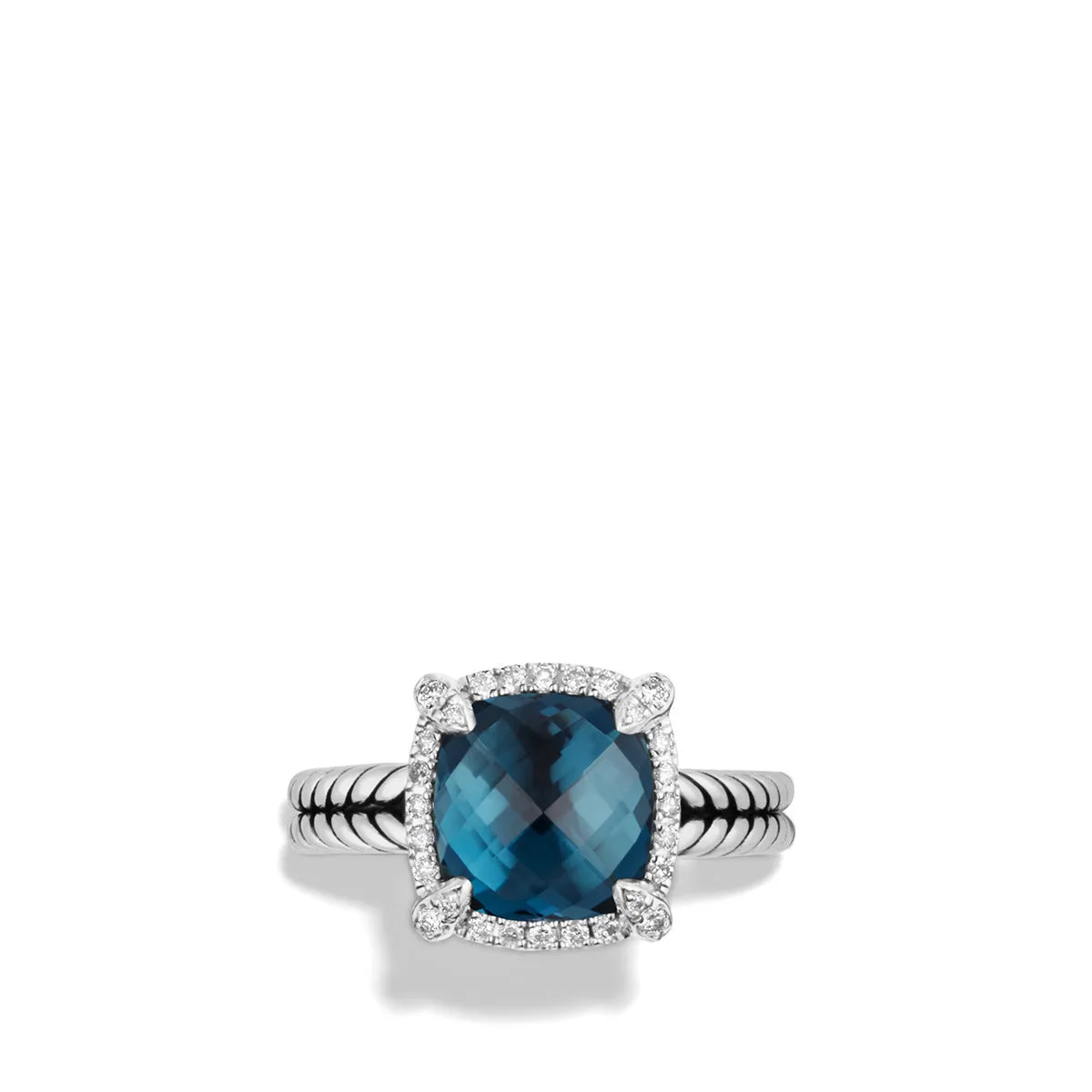 Chatelaine Pave Bezel Ring with Hampton Blue Topaz and Diamonds