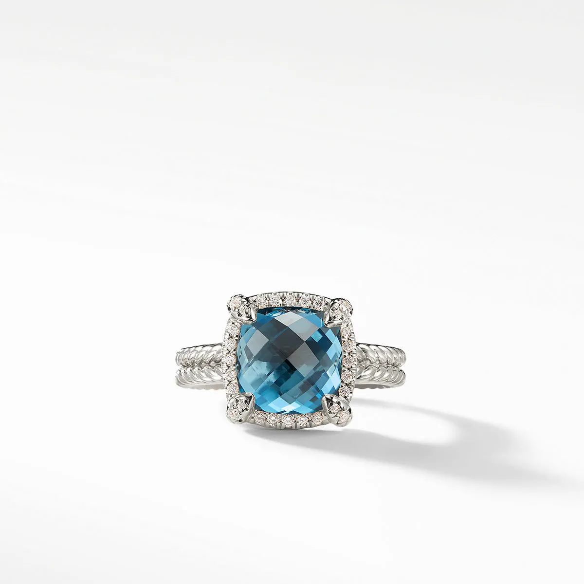 Chatelaine Pave Bezel Ring with Hampton Blue Topaz and Diamonds