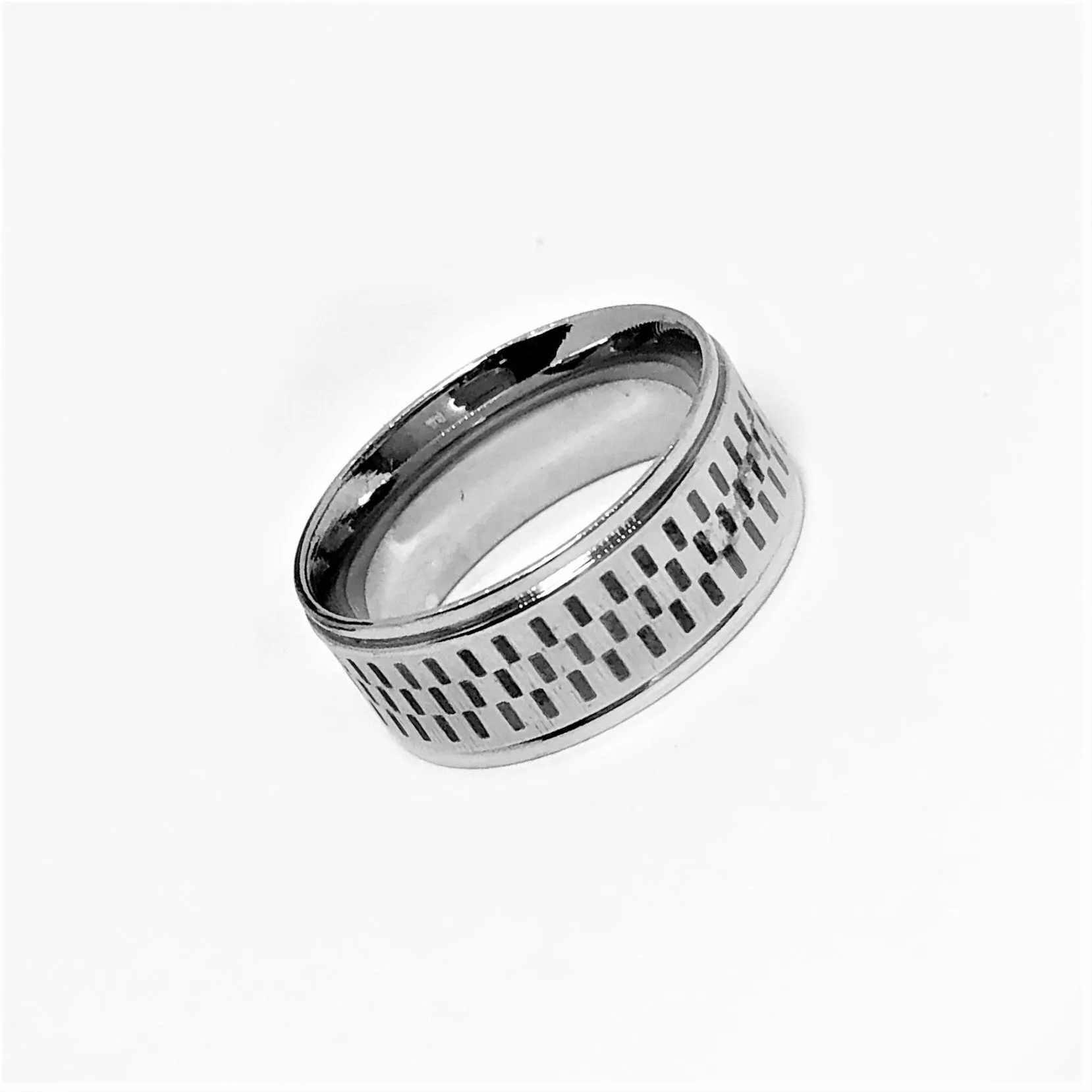 Checkered Style  Stainless Steel Ring