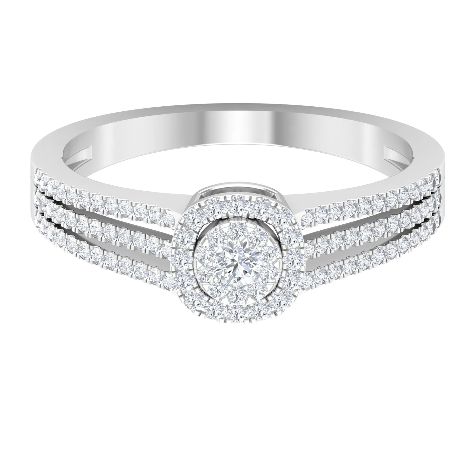 Classic Diamond Split Shank Engagement Ring