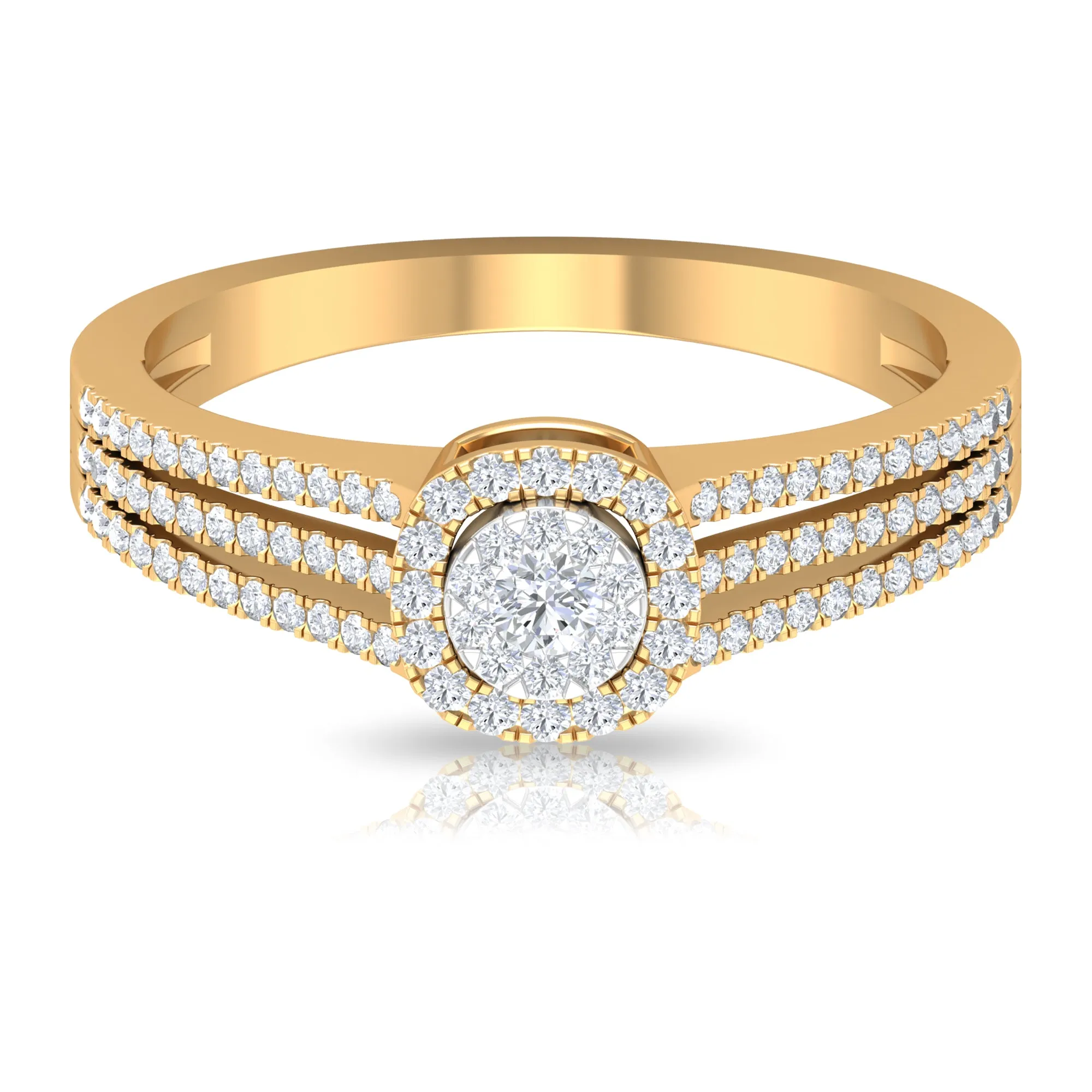 Classic Diamond Split Shank Engagement Ring