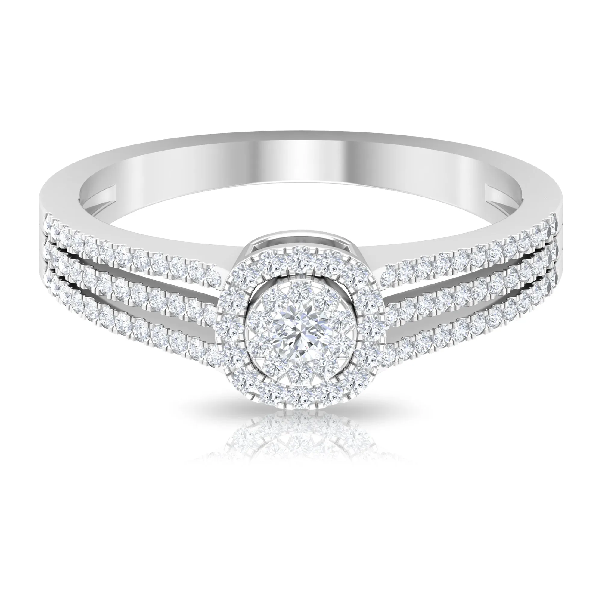 Classic Diamond Split Shank Engagement Ring