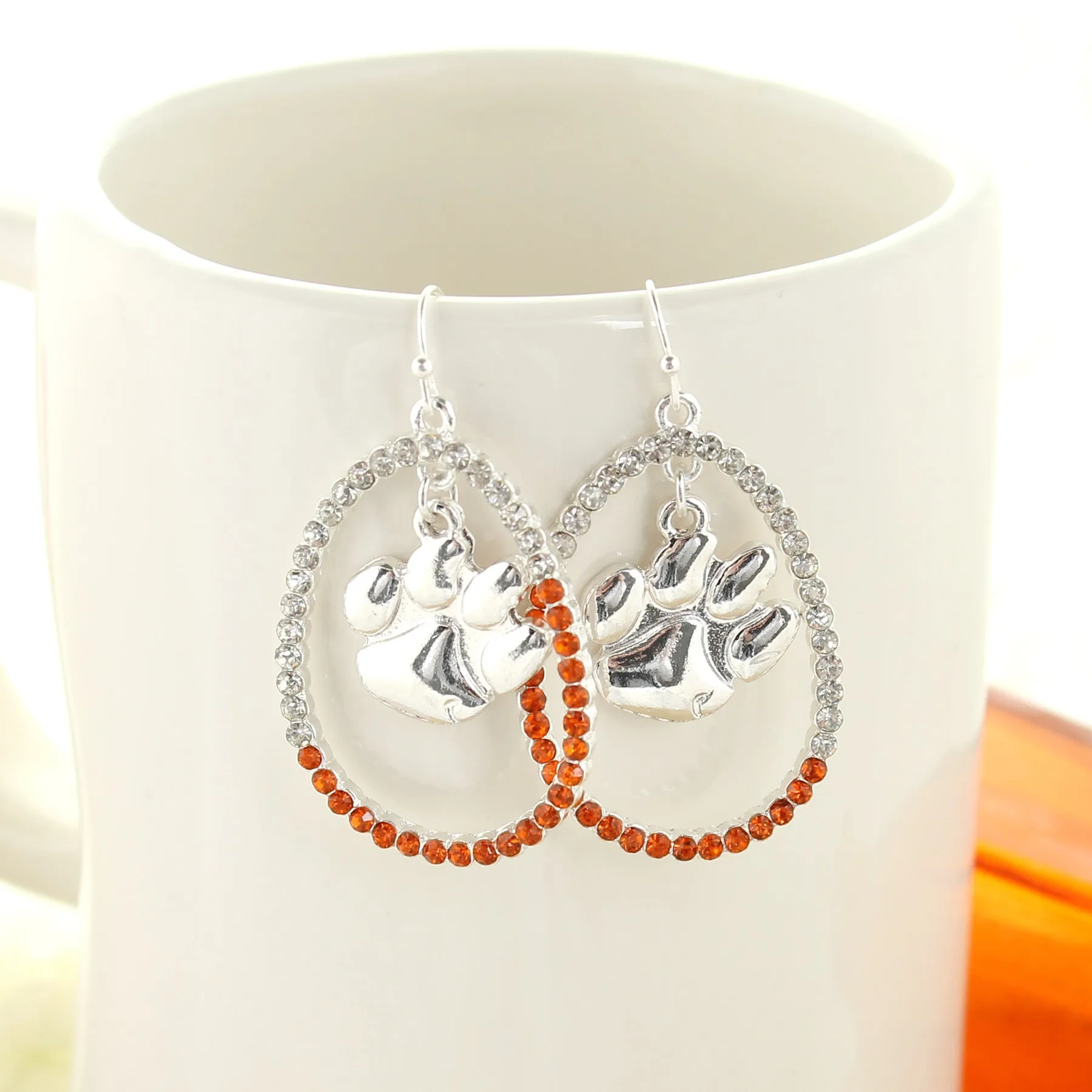 Clemson Crystal Loop Earrings