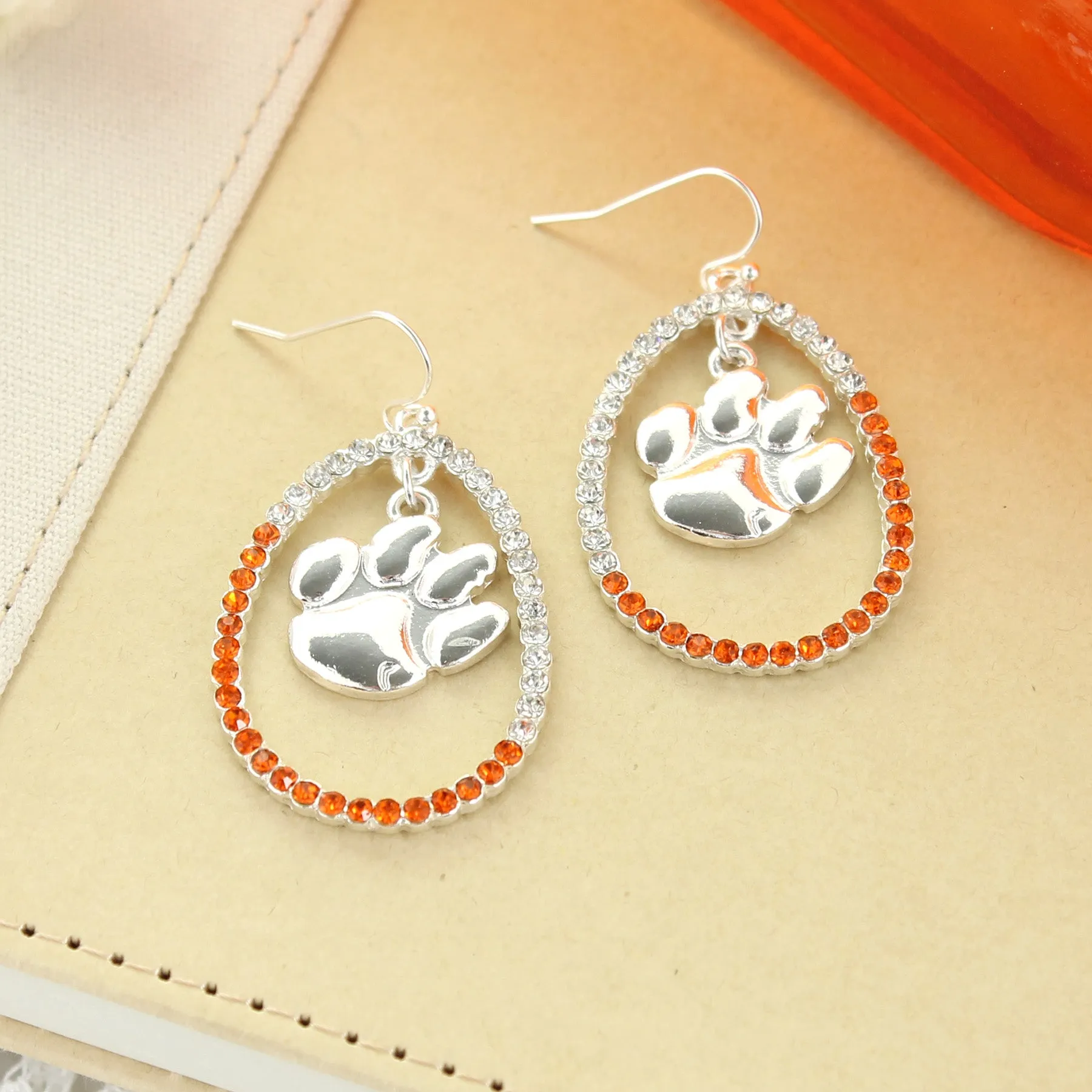 Clemson Crystal Loop Earrings