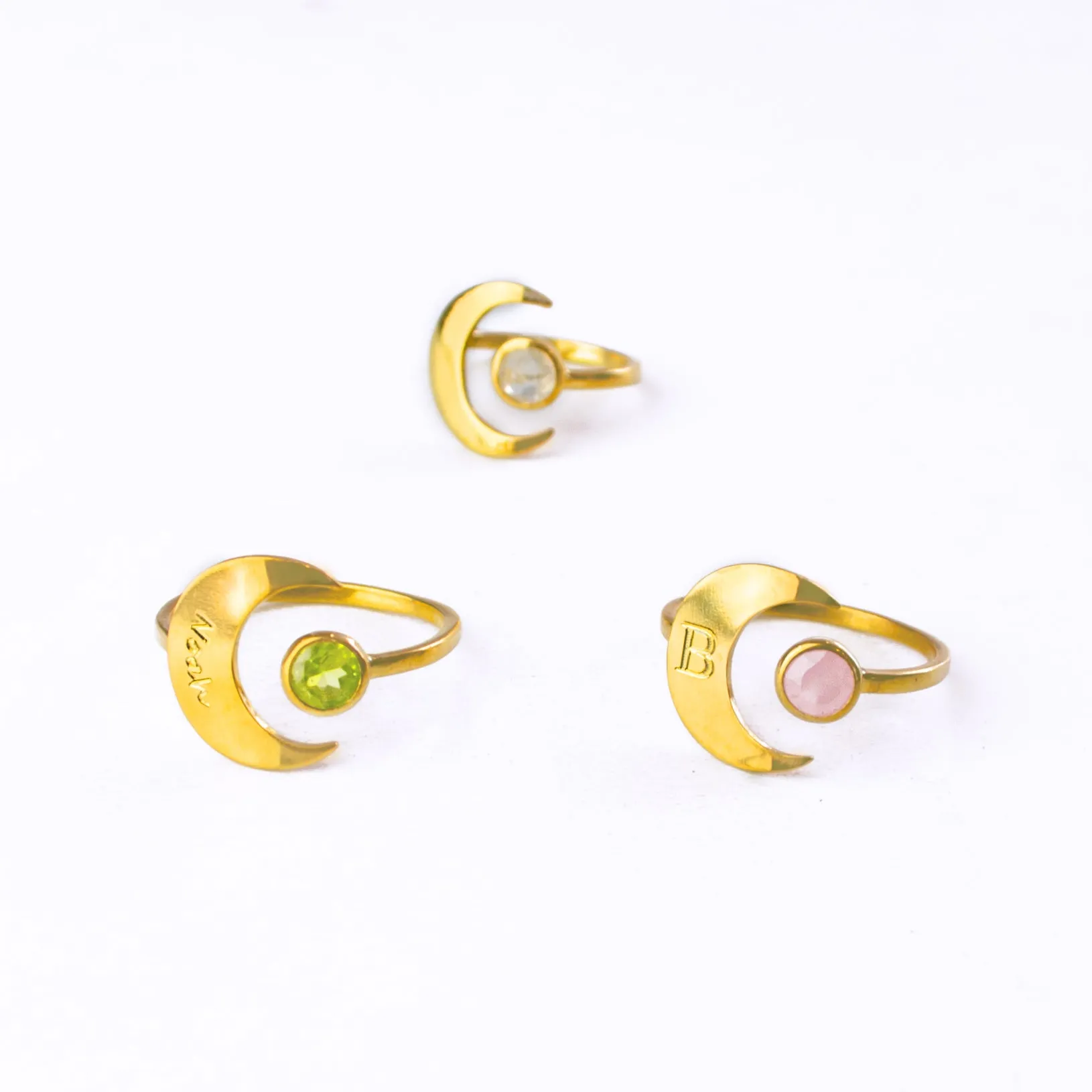 Crescent Birthstone Adjustable ring