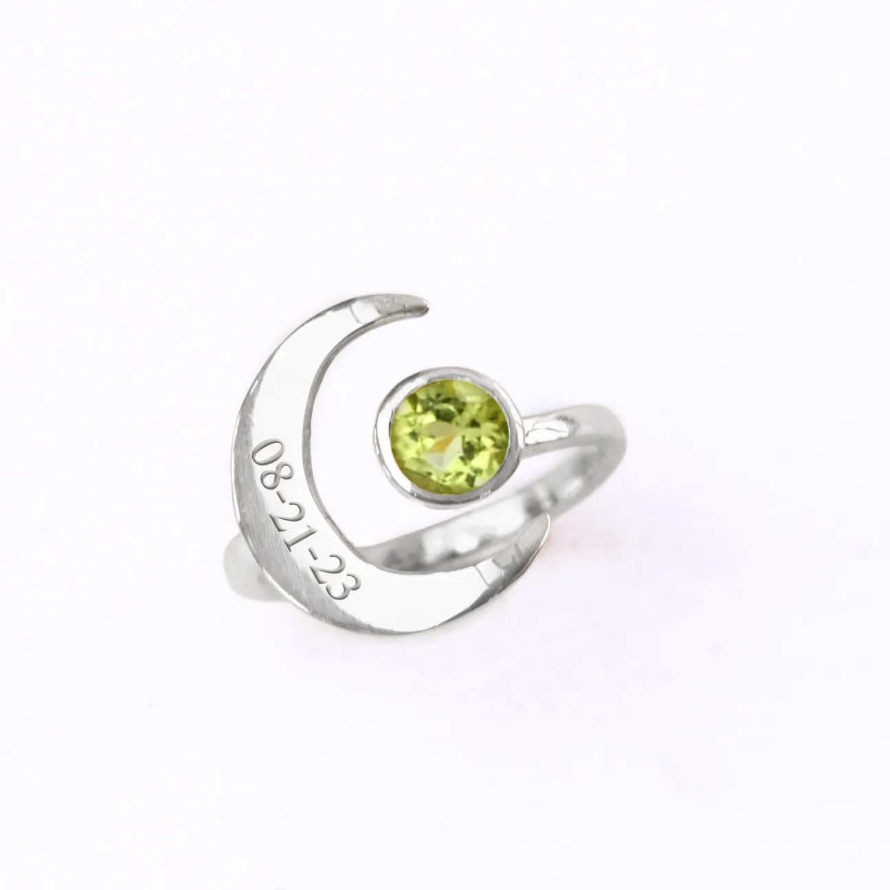 Crescent Birthstone Adjustable ring