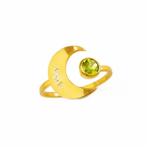 Crescent Birthstone Adjustable ring