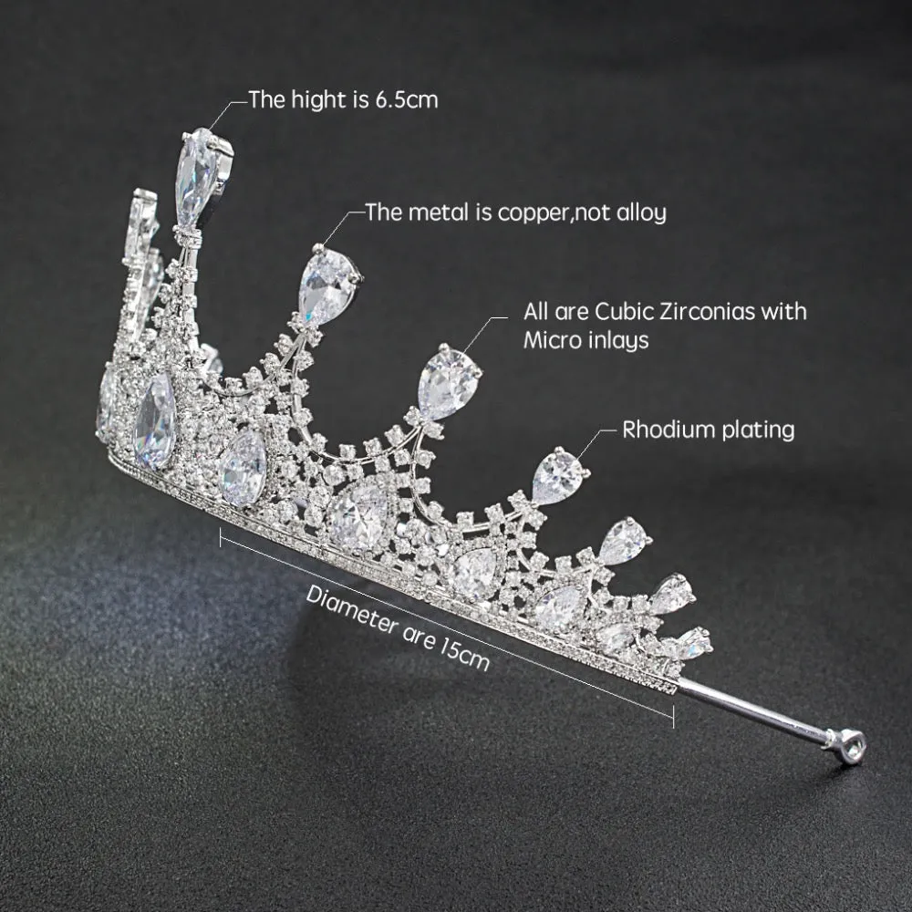 Cubic zircon wedding bridal tiara diadem hair jewelry HG180