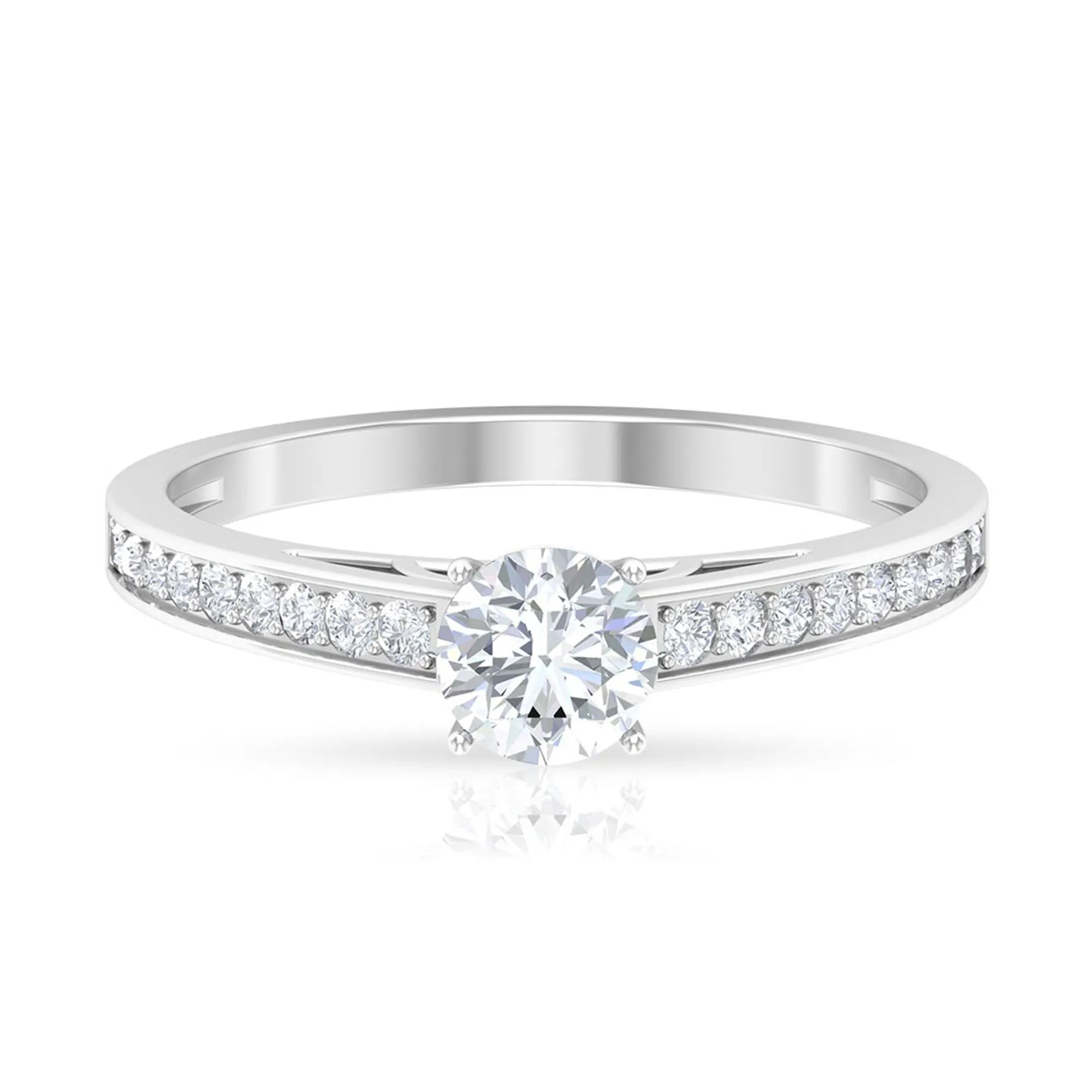 Cubic Zirconia Engagement Ring with Side Stones