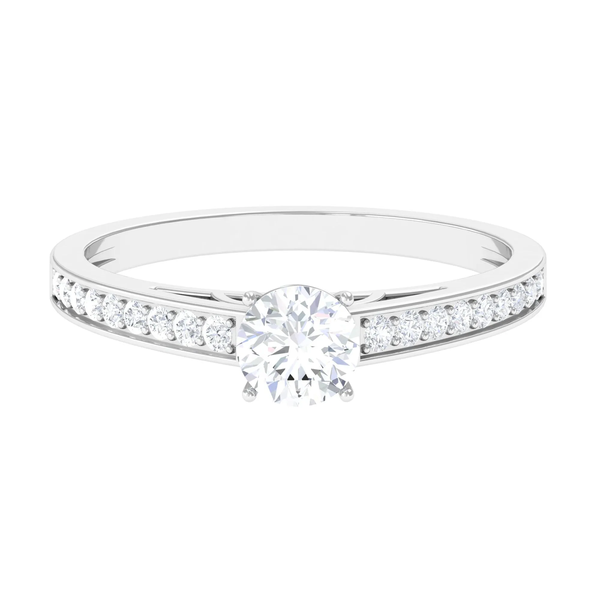 Cubic Zirconia Engagement Ring with Side Stones