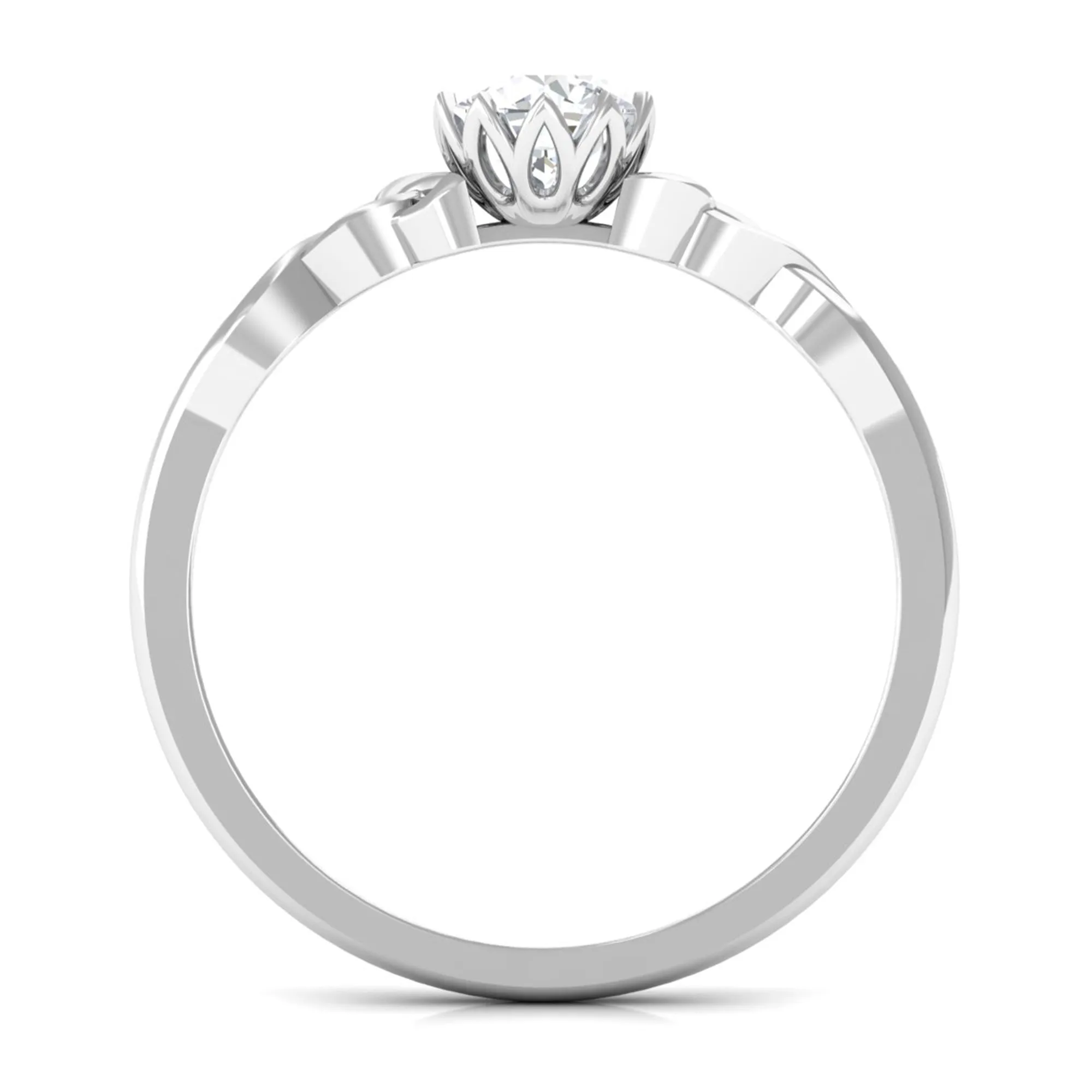 Cubic Zirconia Solitaire Celtic Knot Ring in Floral Setting