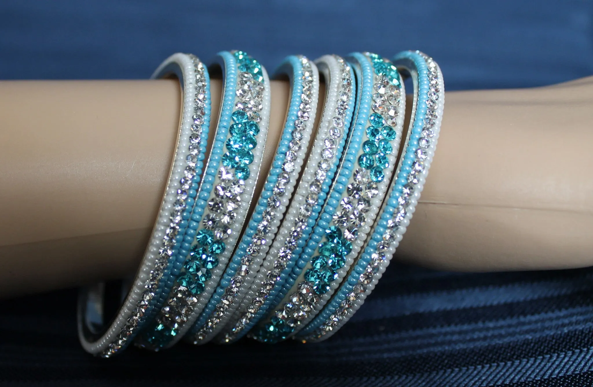 Cuff Bangles 1773 Silver Firozi Bangles Shieno Sarees