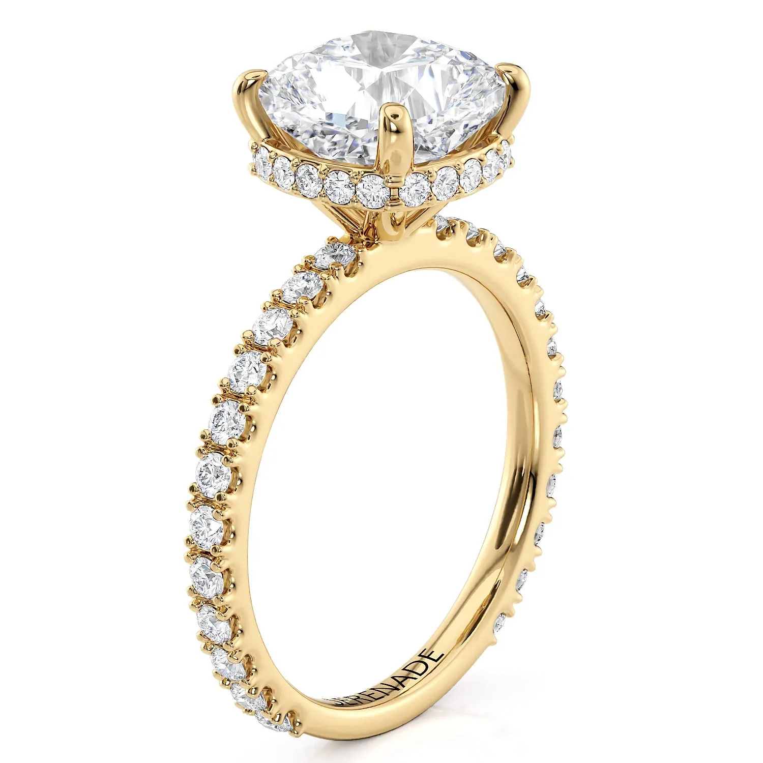 Cushion Cut Hidden Halo Engagement Ring - Grace