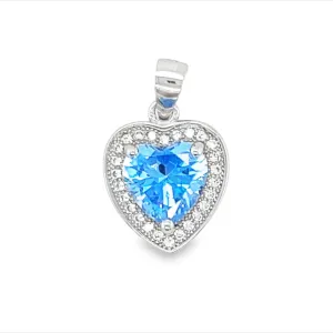 D951 Blue Heart CZ Pendant