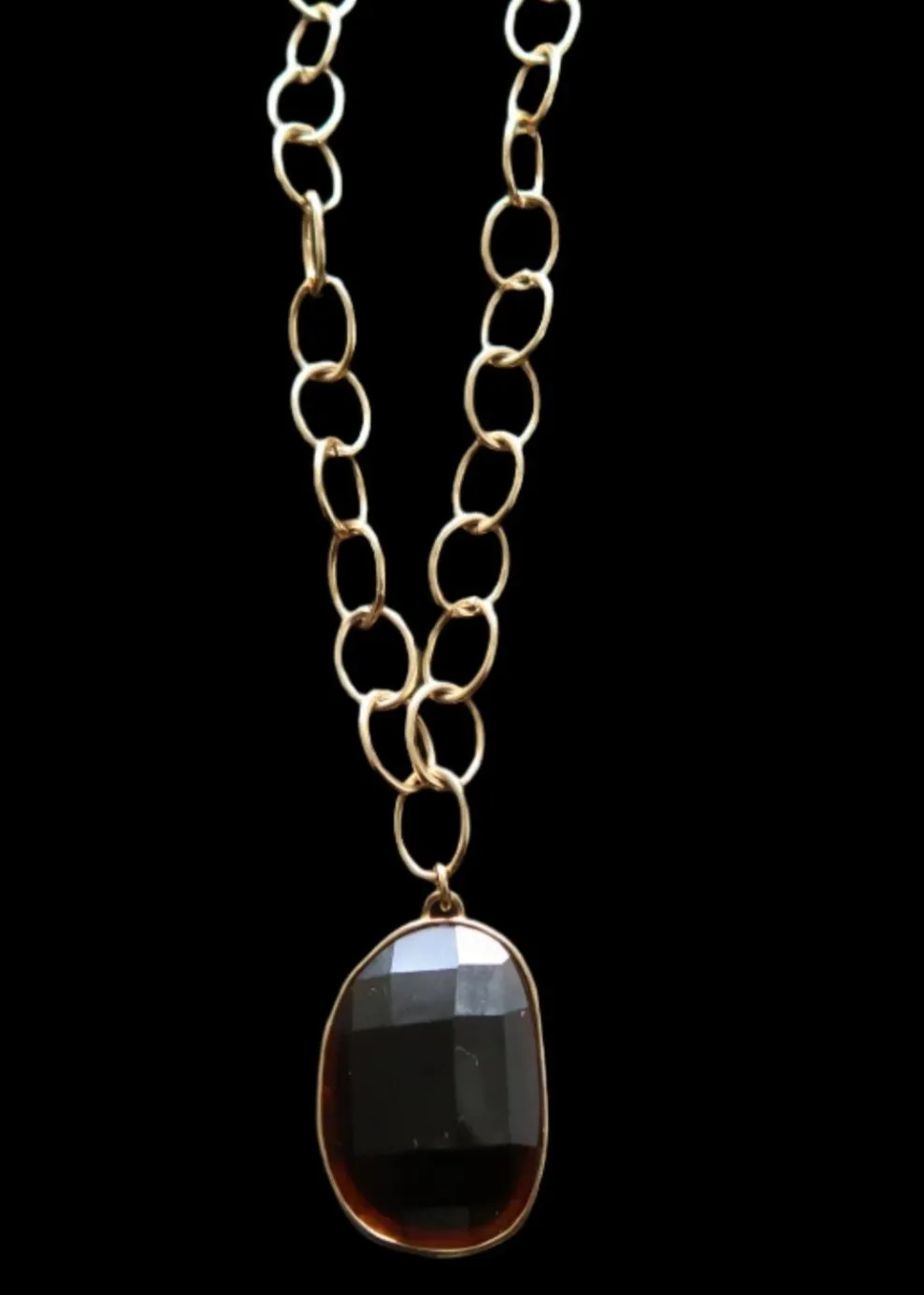 Dark Amber Pendant Necklace