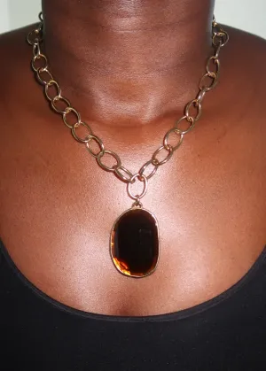 Dark Amber Pendant Necklace