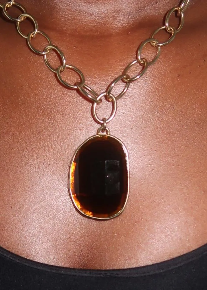 Dark Amber Pendant Necklace