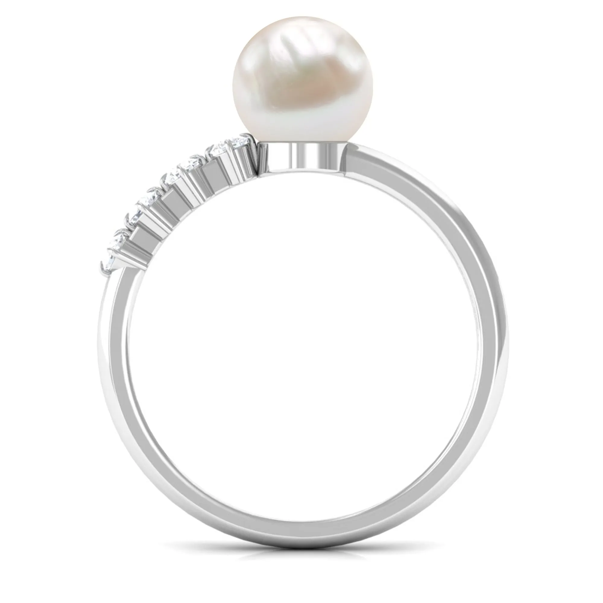 Designer Freshwater Pearl Solitaire Ring with Diamond