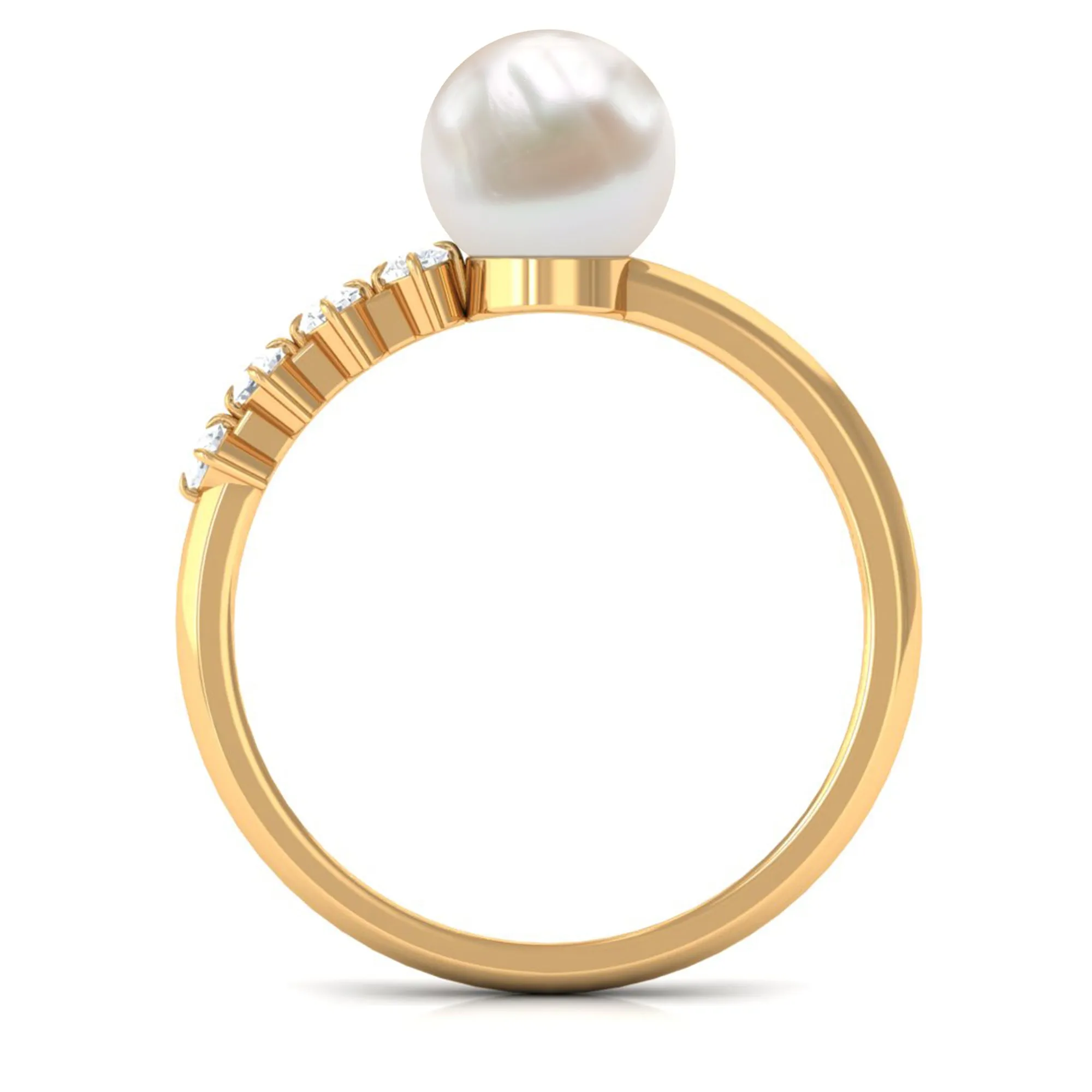 Designer Freshwater Pearl Solitaire Ring with Diamond