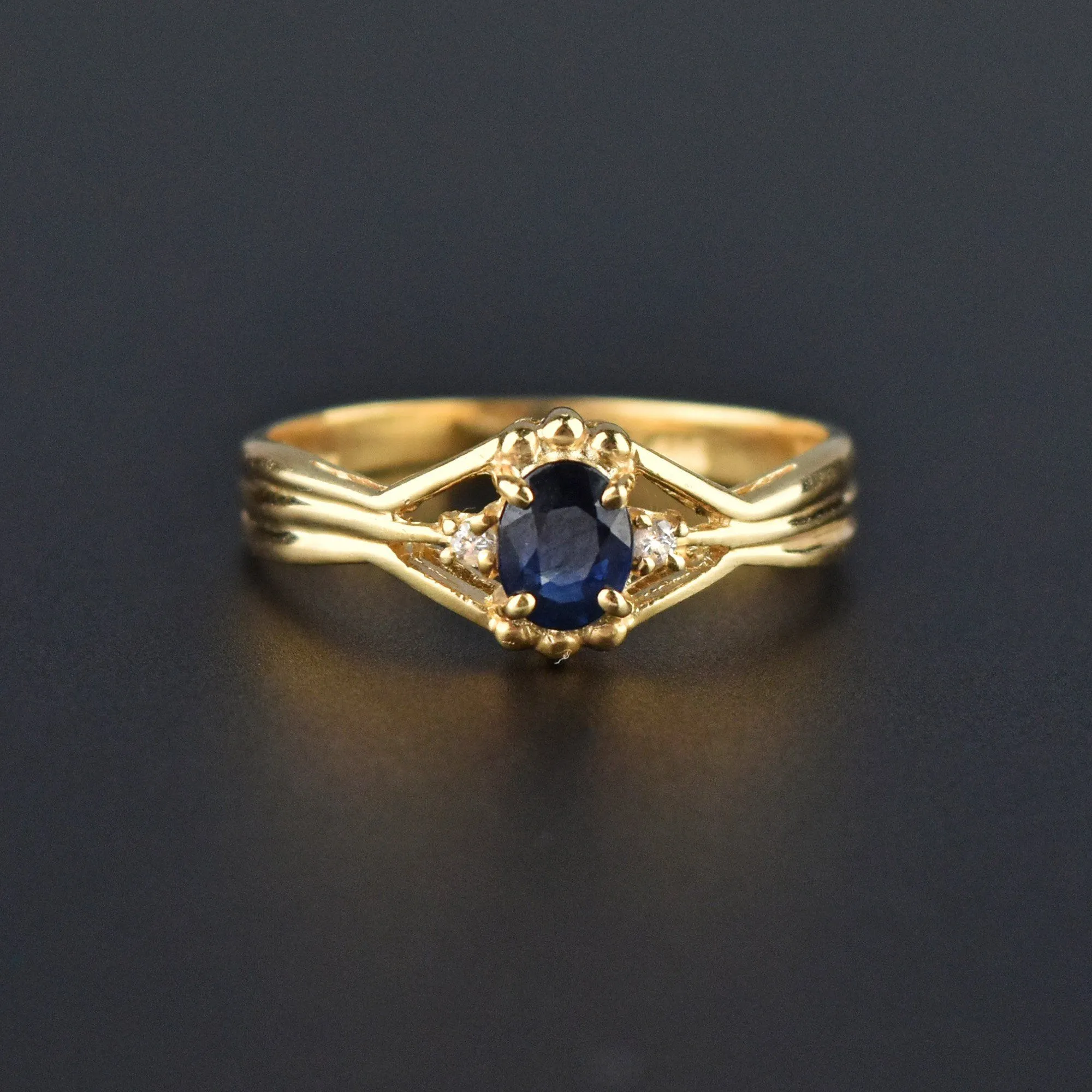 Diamond 1/3 CTW Natural Sapphire 14K Gold Ring