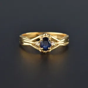 Diamond 1/3 CTW Natural Sapphire 14K Gold Ring