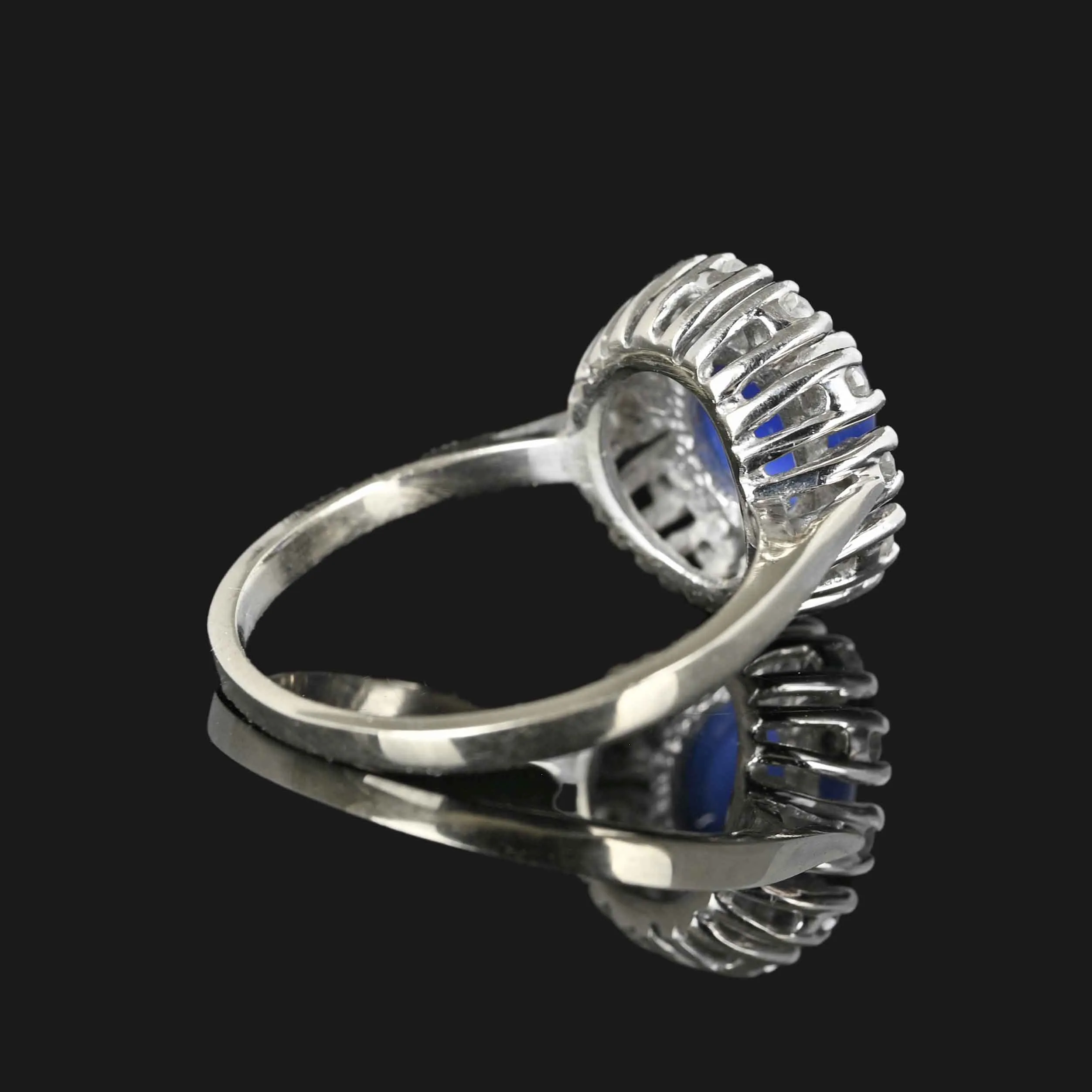 Diamond Halo Cornflower Blue Star Sapphire Ring