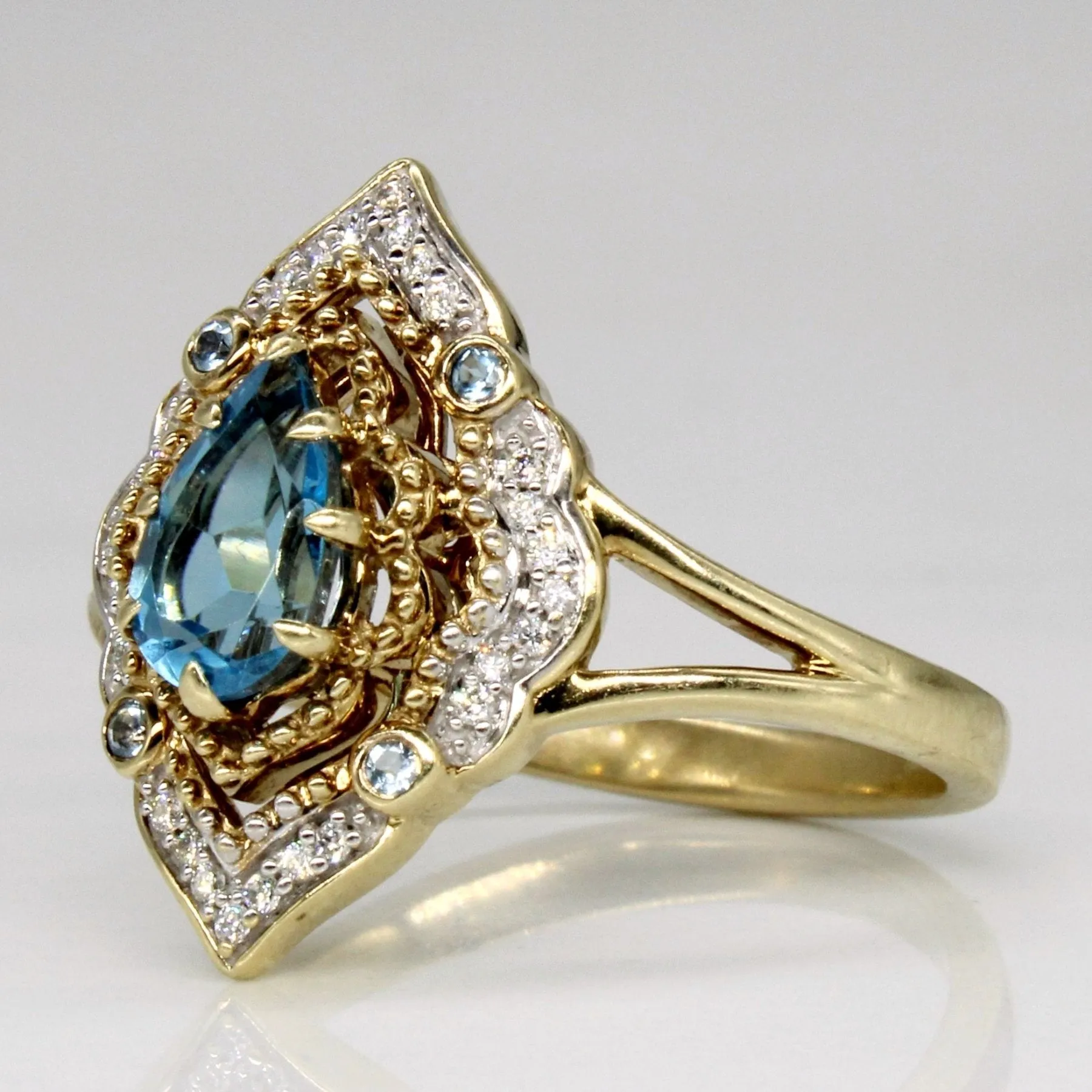 'Disney' Aladdin Swiss Blue Topaz & Diamond Ring | 1.60ctw, 0.09ctw | SZ 8.75 |