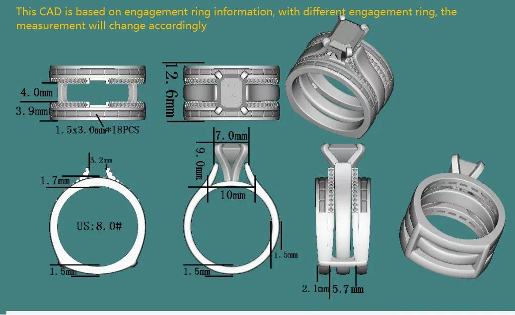 Doveggs channel set moissanite guard ring moissanite/Lab grown diamond enhancer-12.6mm band width