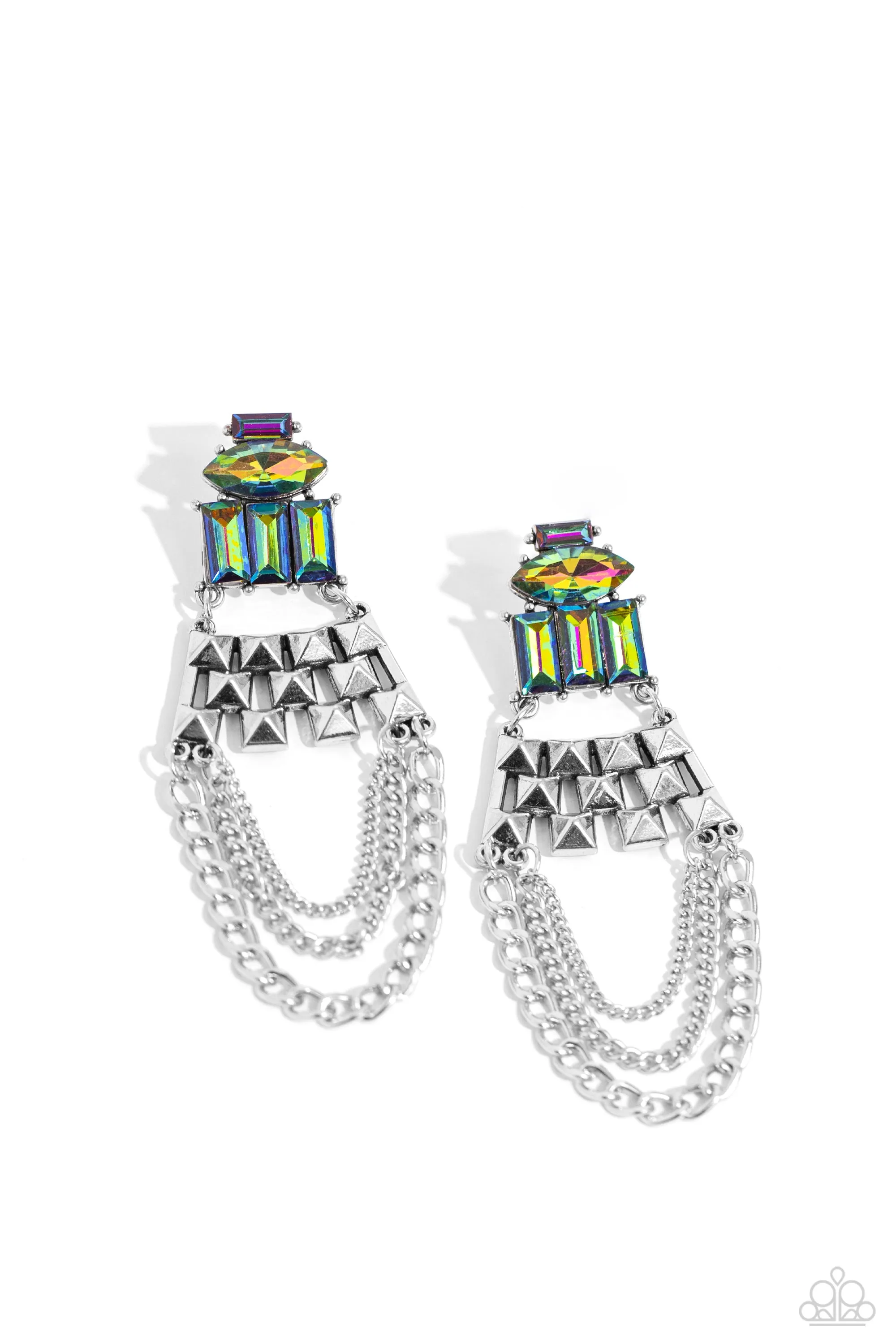 Earrings Dangling Art Deco - Multi E2293