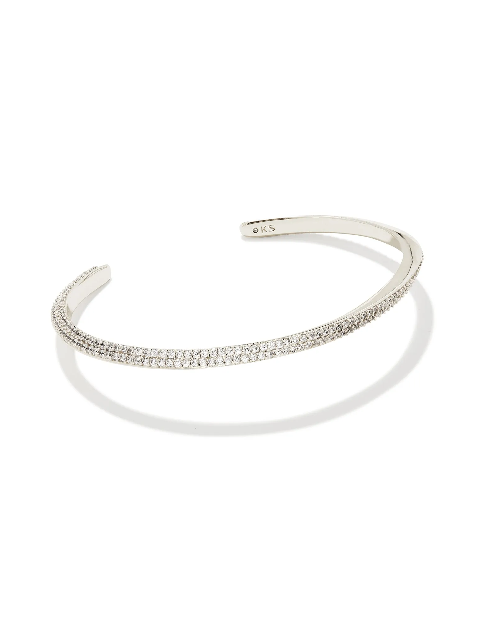 Ella Cuff Bracelet Silver - White Crystal