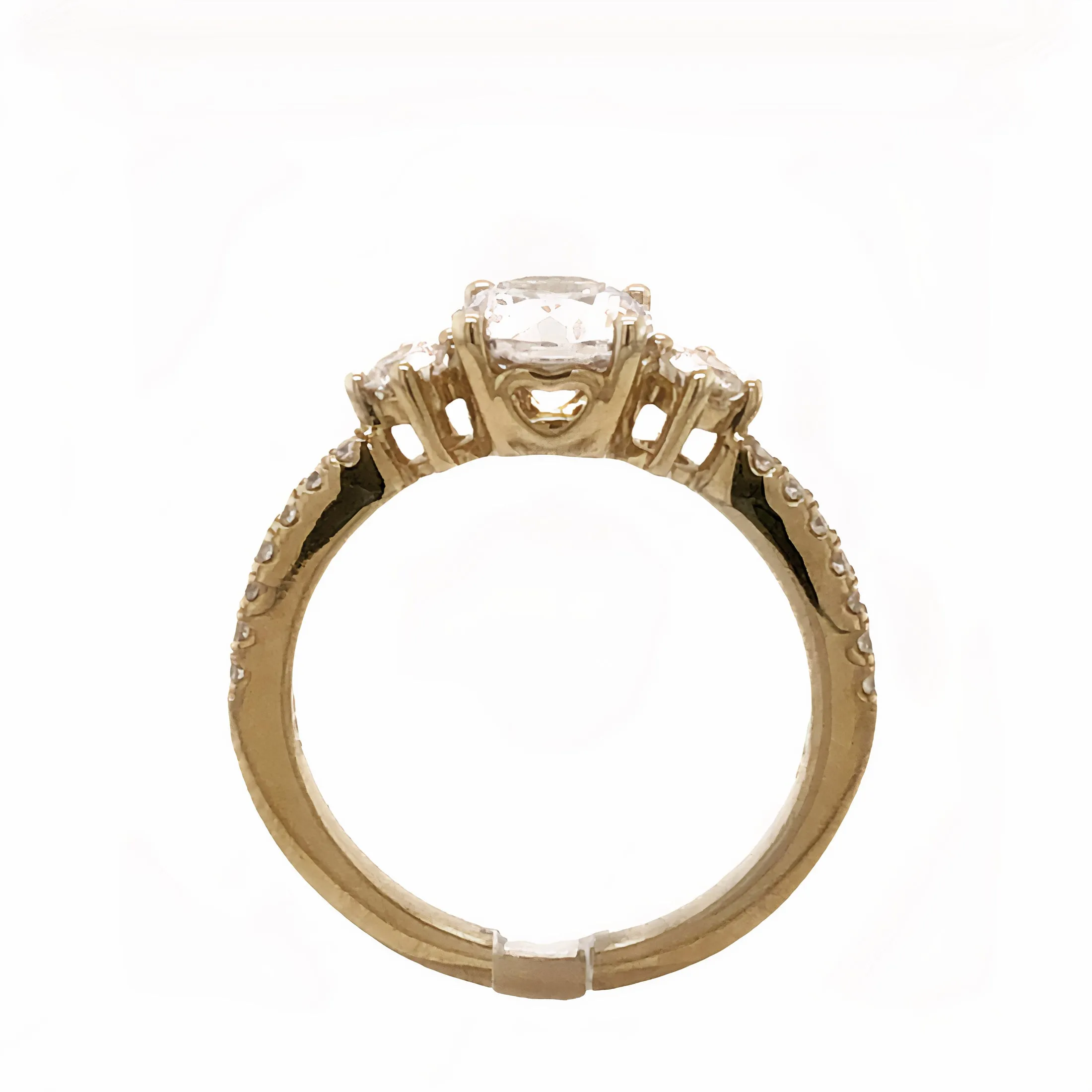 ELMA Designs 18k Yellow Gold and Diamond 3-Stone Engagement Ring