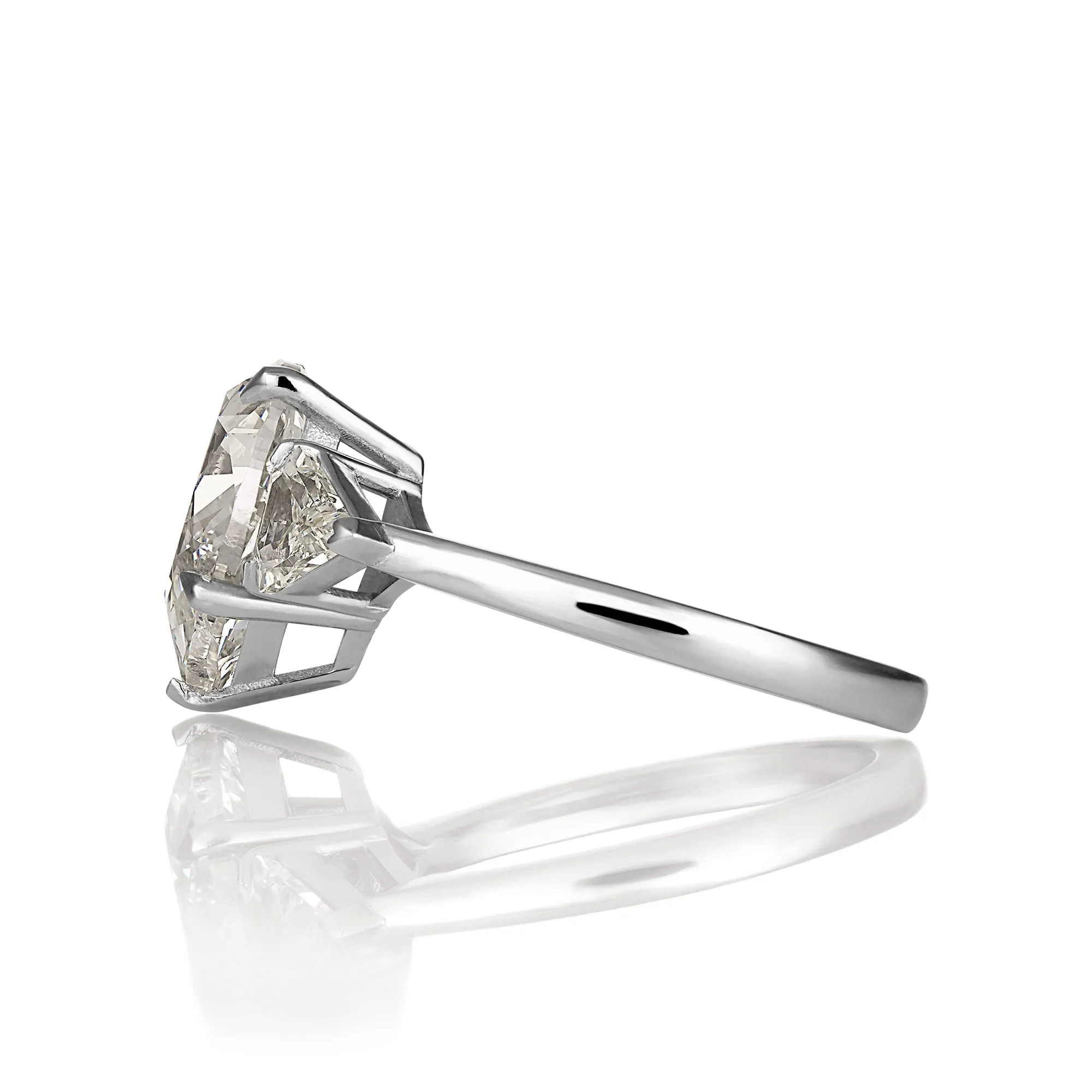 GIA 3.62ct Estate Vintage PEAR Shaped 3 Stone Diamond Engagement Platinum Ring