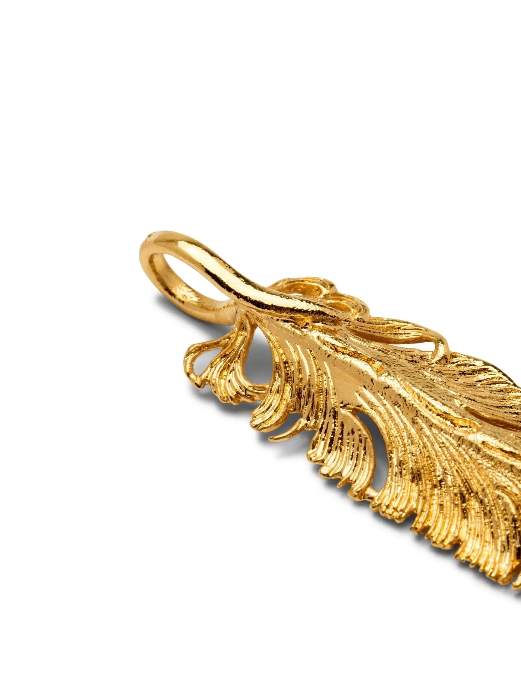 Gold Plume Pendant Charm