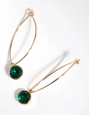 Gold Single Gem Hoop Earrings