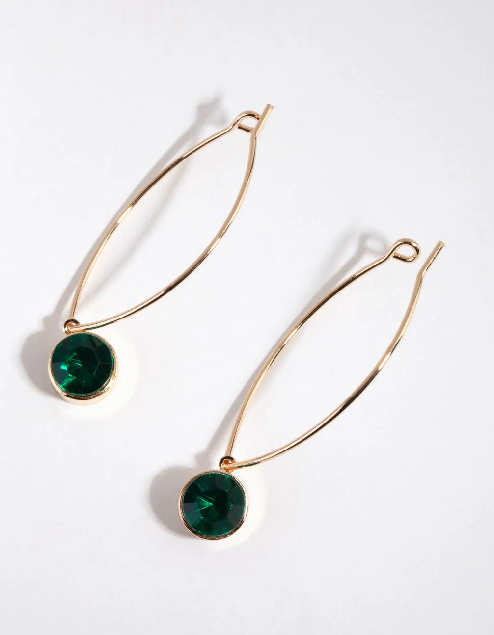 Gold Single Gem Hoop Earrings