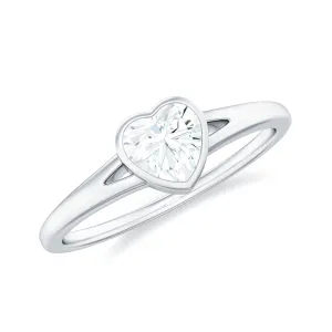 Heart Shape Lab Grown Diamond Solitaire Ring in Split Shank