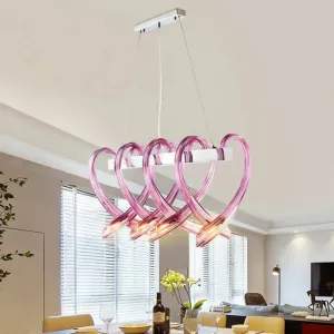 Heart Shaped Crystal Glass LED Hanging Light Fixture - Perfect for Restaurants