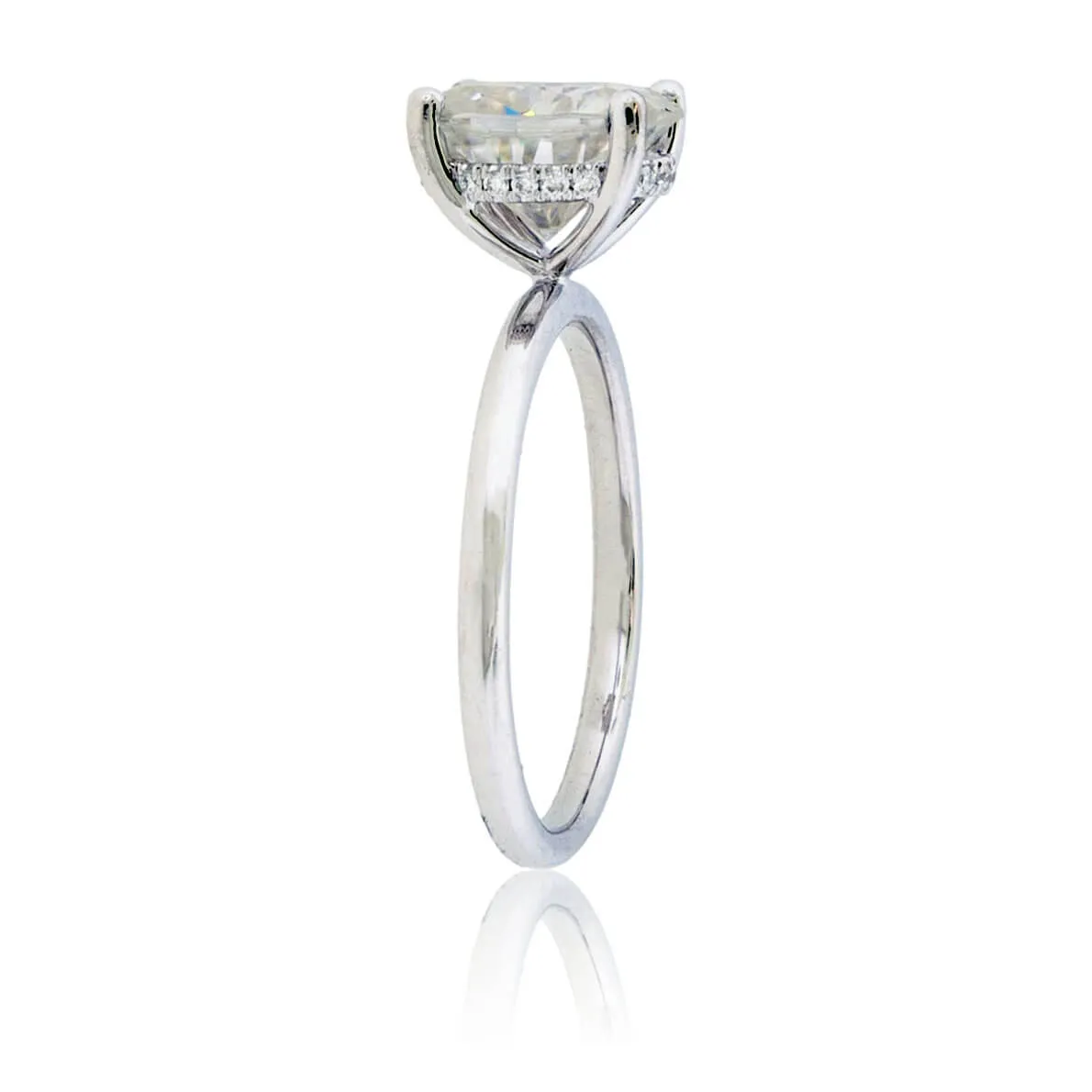 Hidden Diamond Halo & Moissanite Center Stone Engagement Ring