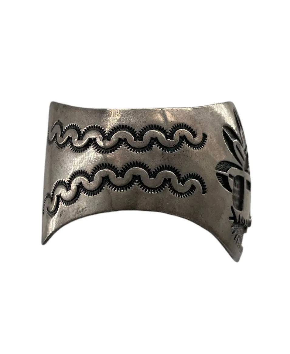 Hopi Kachina Sterling Silver Cuff Bracelet