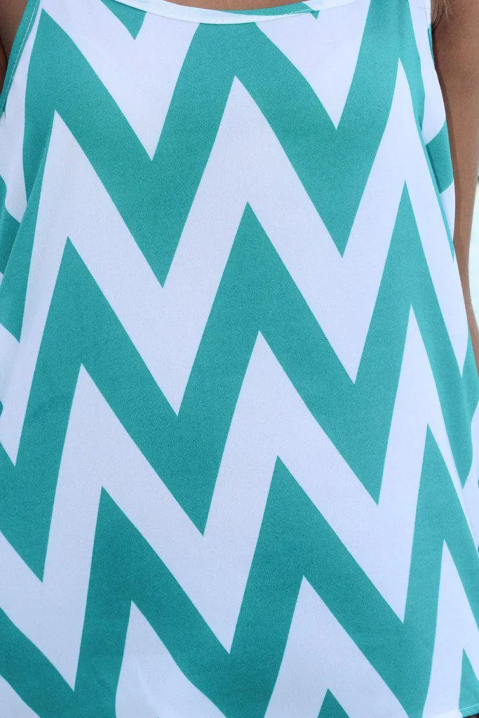 Jade Chevron Racerback Top